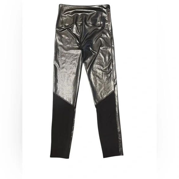 JoyLab Silver Metallic Mesh Shine Disco Leggings Tights Womens Medium - Picture 6 of 8